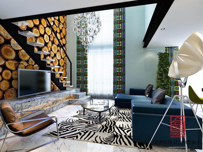 微加自由城140平米现代风格装修案例-客厅