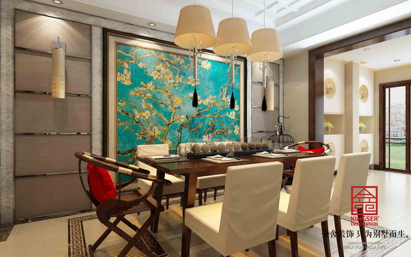 铂悦山360平米新中式风格装饰案例-餐厅