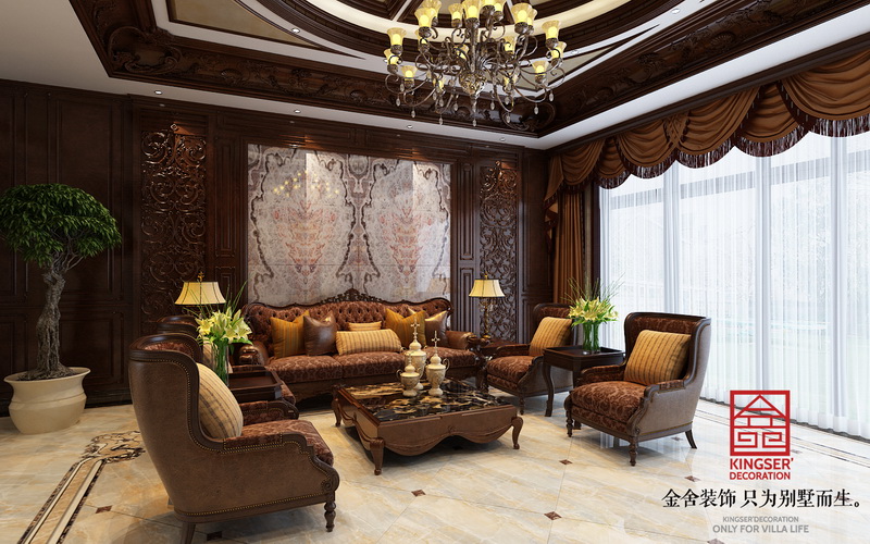 君熙太和一期400平米欧式新古典风格装修案例-客厅