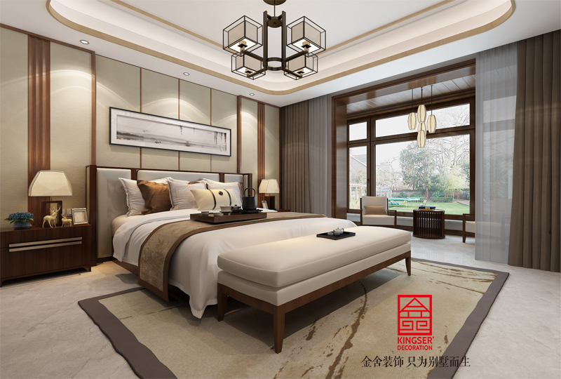红堡天著360平米新中式风格装饰案例-卧室