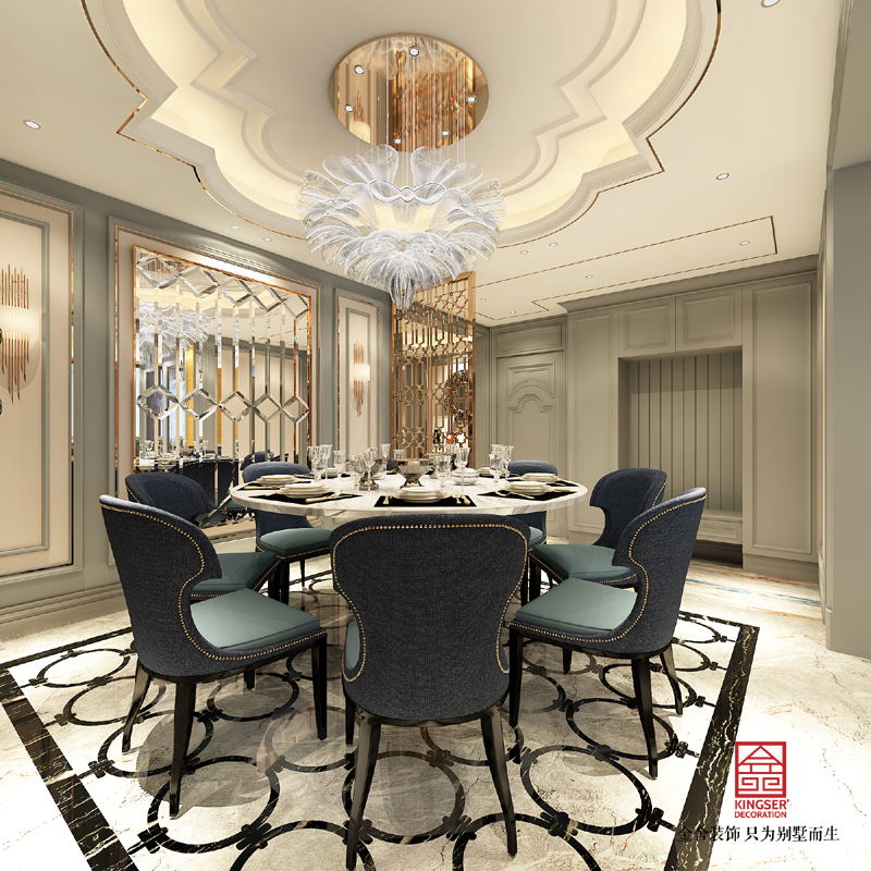 新华联双子座248平米美式轻奢 风格装饰案例-餐厅
