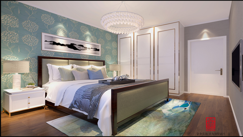 华彩唐人街139平米现代都市风格装饰案例-卧室