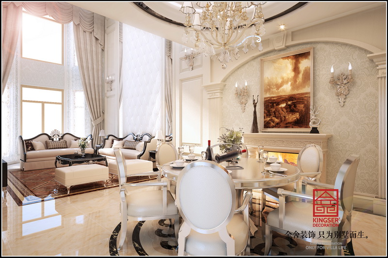 天景美地别墅300平米欧式新古典风格装修案例-客厅
