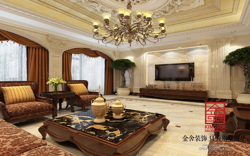 南湖中骏380平米欧式新古典风格装修案例-客厅