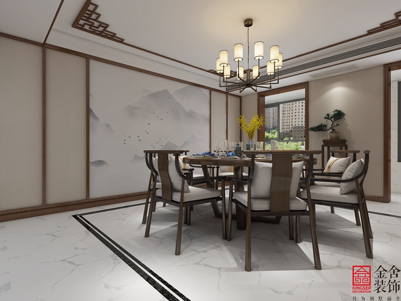 铂悦山220平米新中式风格装修案例-客厅